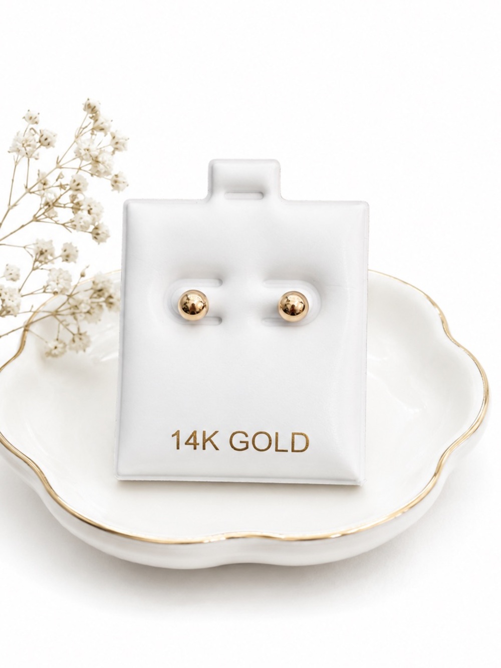 14K Yellow Gold 5mm Ball Stud Earrings